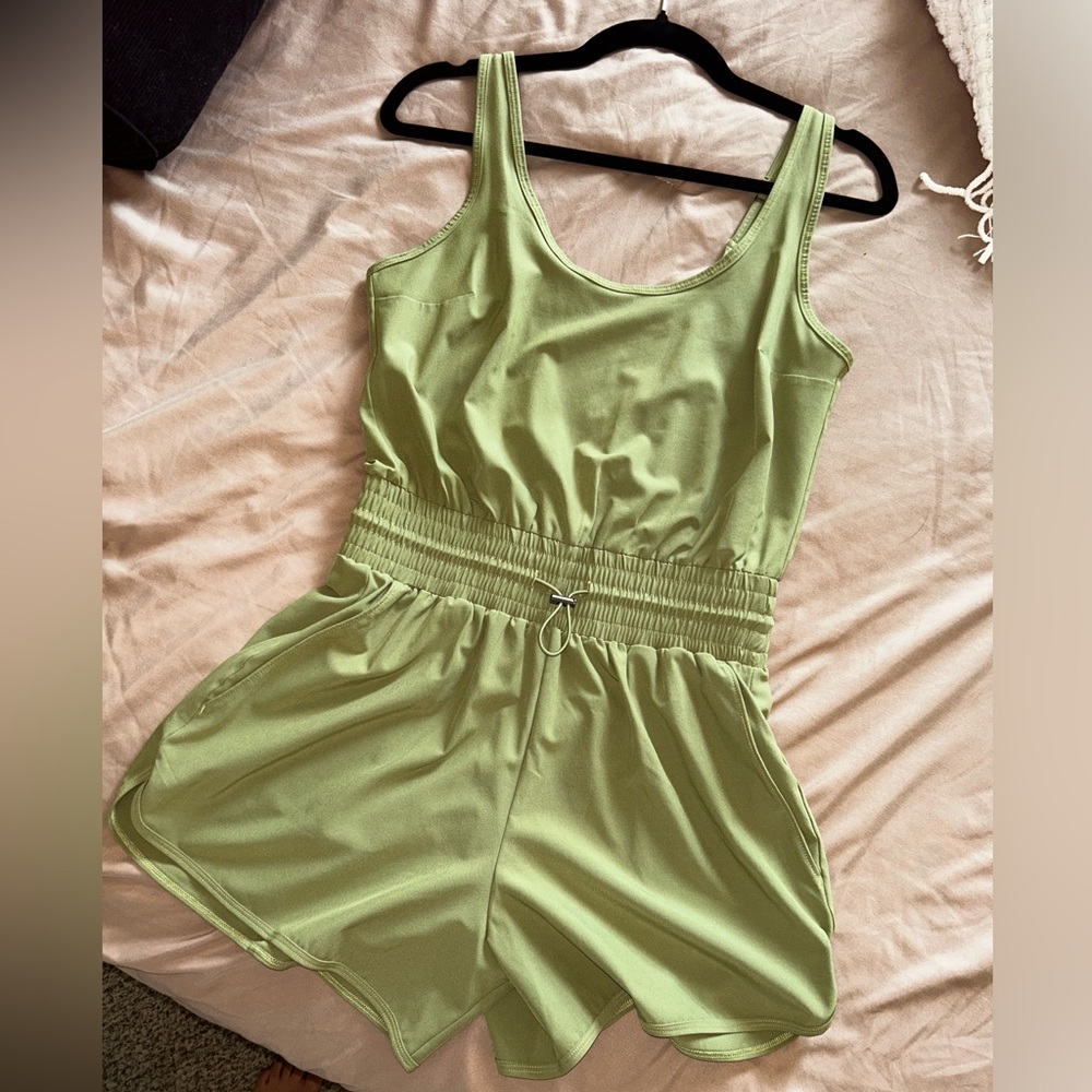 Abercrombie & Fitch Green Satin Pajama Romper